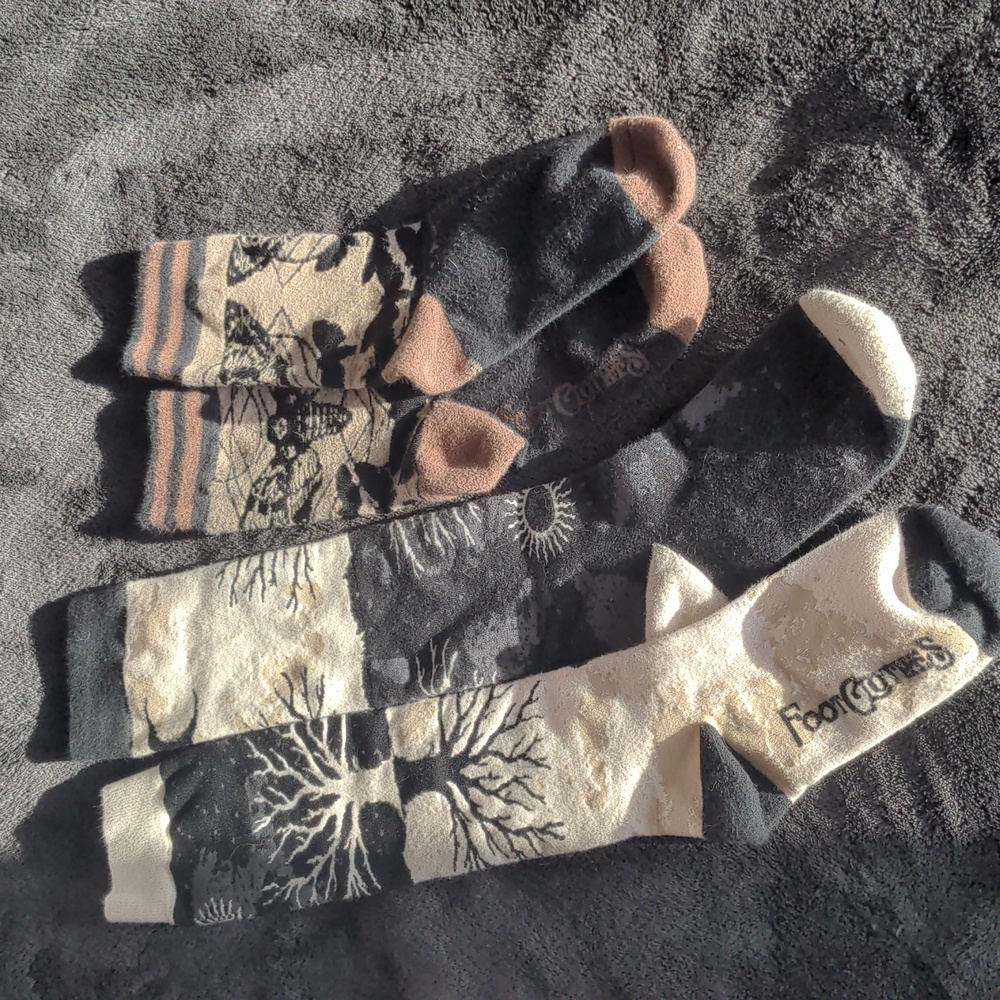 Adorable goth socks- death head moth and tree of life